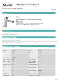 Mitigeur lavabo Mezzo 3 C2 avec pose