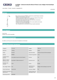 Colonne de douche Primeo 2 thermostatique avec pose