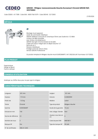 Mitigeur douche mural Grohe Eurosmart avec pose
