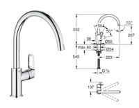 Mitigeur évier cuisine Grohe BauLoop avec pose